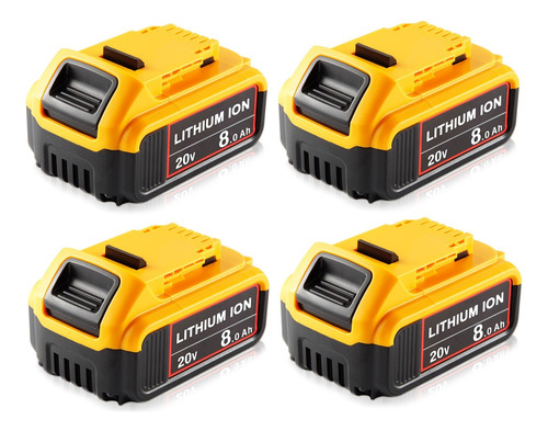 Pack 4 Baterías Litio Para Dewalt 20v 8ah Dcb206-2 Dcb205