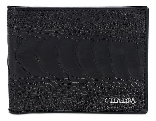 Billetera Cuadra Para Caballero En Pata De Avestruz Bc007pa Color Negro