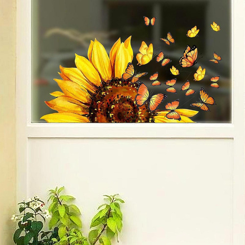 Pegatinas De Pared Con Forma De Mariposa Y Girasol, Para