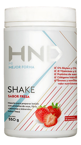 Batido Nutricional Hinode Shake H+ Hnd Sabor Fresa 550g