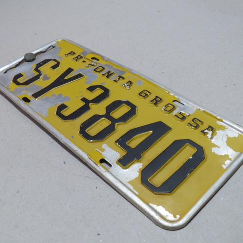 Imagem 2 de 9 de Placa Carro Antigo Amarela Ponta Grossa Paraná
