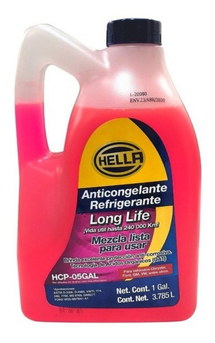 Anticongelante Rosa Hella Listo Para Usar 3.78l