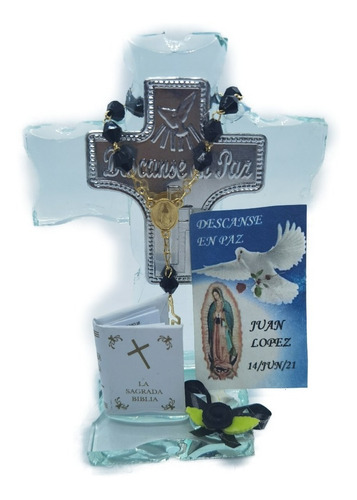 Recuerdo Cruz De Cristal Descance En Paz Funeral 15 Pz