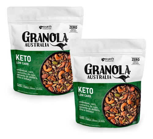 Kit 2 Granola Australia Keto Sem Açúcar Vegano Harts Natural