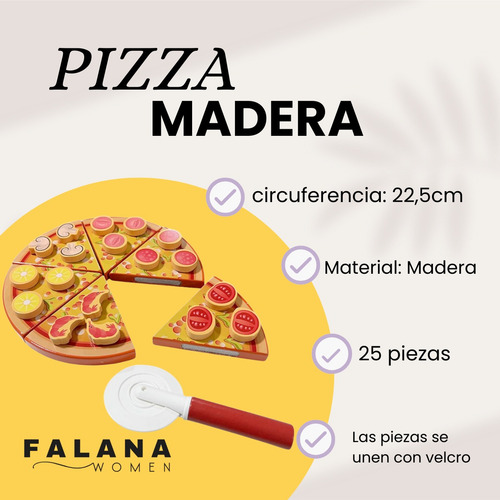 Pizza De Madera Para Armar Y Cortar Juguete Didáctico Infantil 25 Piezas Con Ingredientes Desmontables Con Velcro Juego Educativo Sensorial Cocina Creativa Motricidad Fina