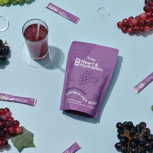 Truvy Heart & Hydration, Sabor Uva (30 Pacotes Individuais)