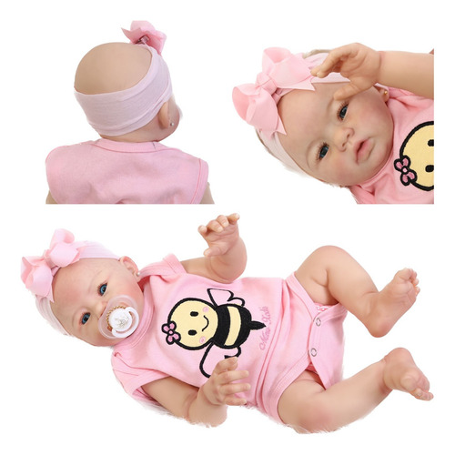 Boneca Bebê Reborn Abigail 50cm Corpo Silicone Realista Lu