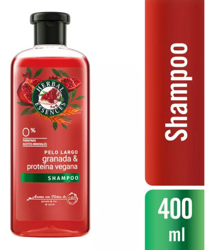 Shampoo Herbal  Pelo Largo Granada Y Proteína Vegana 400ml