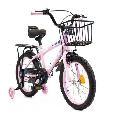 Imagen 2 de 10 de Bicicleta Infantil Con Canasto Rodado 16 Color Rosa