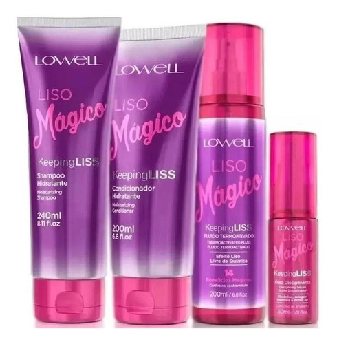 Liso Mágico Shampoo + Condicionador + Fluído + Óleo Lowell