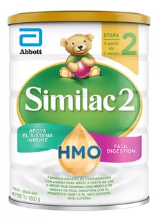 Leche de fórmula en polvo Abbott Similac 2 en lata de 1.8kg - 6 a 12 meses