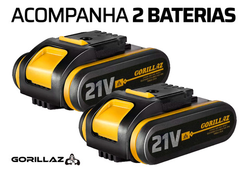 Parafusadeira Furadeira 21v 3/8 Com 2 Baterias + Kit 300 Pçs