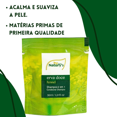 Shampoo 2 Em 1 - 200 Un Sachê 30 Ml Natury's Luxo Erva Doce