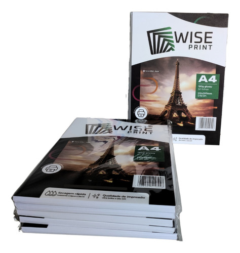 Papel Fotográfico Premium A4 Glossy 180g 100 Folhas