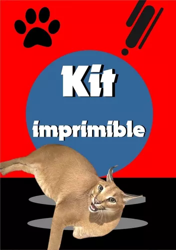 Gato Big Floppa Kit Impreso Personalizado P/10 Niños