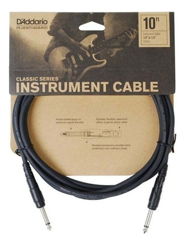 Cable Plug Plug 3 Metros Daddario Guitarra Bajo Sonido Mono