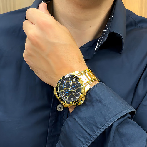 Relógio Technos Masculino Dourado 6p27duv/1p Dourado Dourado Preto