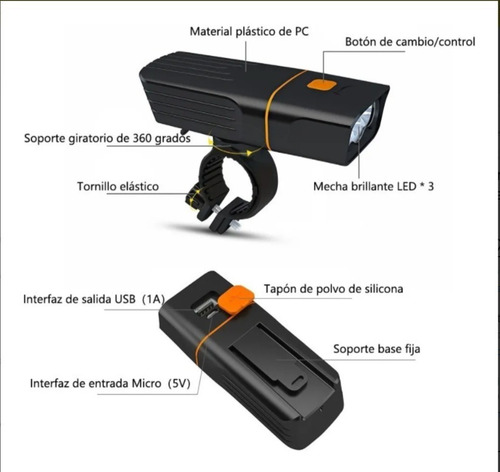 . T6 Recargable 1000lm Led Lámpara Impermeable For Bicicleta