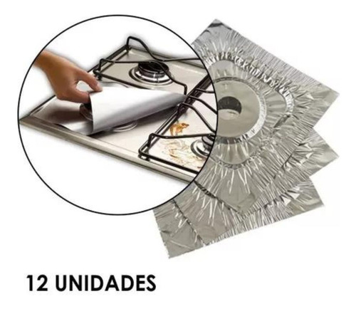 12un Forro Protetor Fogão 4 E 6 Bocas Alumínio 27x27cm