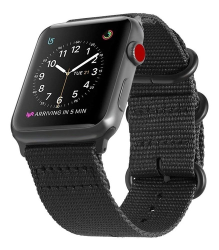Correa Nylon Fintie Compatible Con Apple Watch 44mm Negro