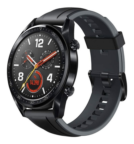 Huawei Watch GT Sport 1.39" caja 46mm de  acero inoxidable  black stainless steel, malla  graphite black de  silicona y bisel de  cerámica FTN-B19