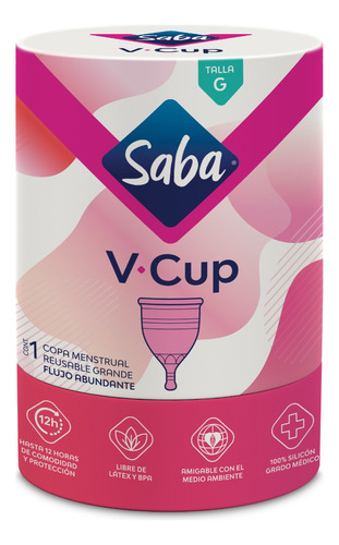 Copa Menstrual Reusable Saba V-cup Talla Grande 1 Pieza