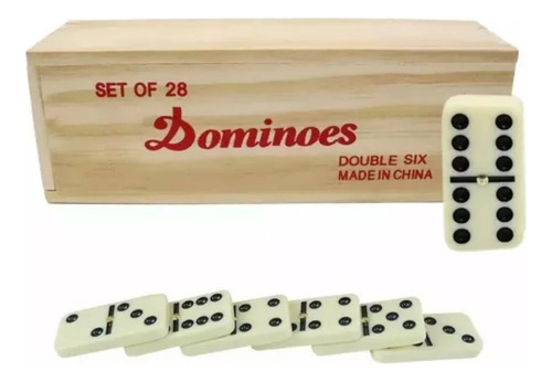 Domino Ancho En Caja De Madera Fichas Grandes