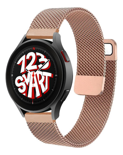 Pulseira De Aço Milanese Dupla 20mm Marca 123smart Compativel Com Samsung Galaxy Watch Active 1 2 Galaxy Watch 4 5 6 40mm 42mm 43mm 44mm 45mm 46mm 47mm Pro Classic - Cor Gold Rose