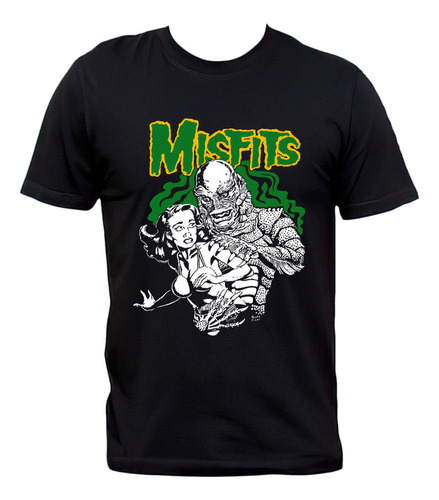 Remera Negra Misfits Monstruo Laguna Negra Fiend Club Punk