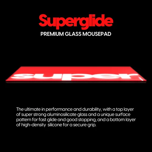 Mousepad Pulsar Superglide Glass Pad Xl Red - 490x420mm