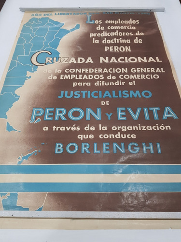 Imagen 1 de 9 de Peronismo Antiguo Afiche Peron Y Evita 1950 Justic Mag 59842