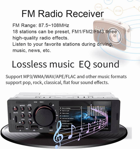 Imagen 4 de 9 de Reproductor Auto Estereo Pantalla Táctil 4.1 Mp5 Bt + Camara