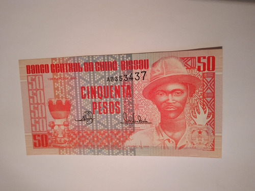 Billete De Guinea Bissau 50 Pesos Serie Ab Año 1990 