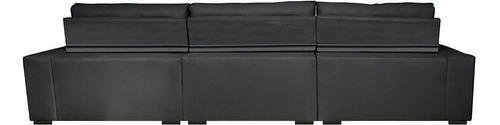 Sofá Retrátil e Reclinável 4,12m Austin com Molas no Assento Suede Velusoft Preto Cama inBox