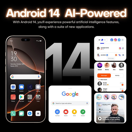 Smartphone 5g Inteligente De Doble Tarjeta Sim, Teléfono Android, Pantalla Grande De 6.8 Pulgadas, 8+256 Gb De Memoria