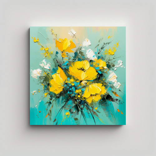 70x70cm Cuadro Espectacular Full Color A Yellow And Turquois