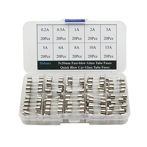 Didamx 200pcs 5x20mm 0.2a-15a Fundido Rápido Del Tubo De Cri