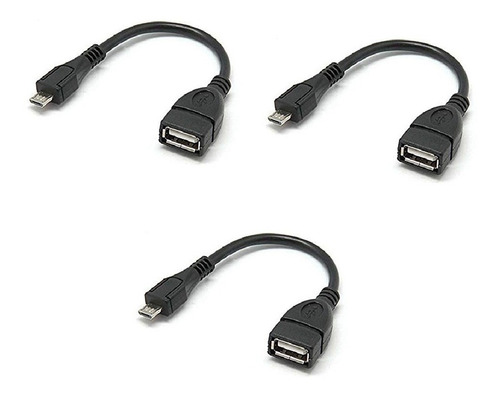 3 Cable Adaptador Otg Micro Usb Macho A Usb Hembra Tableta 
