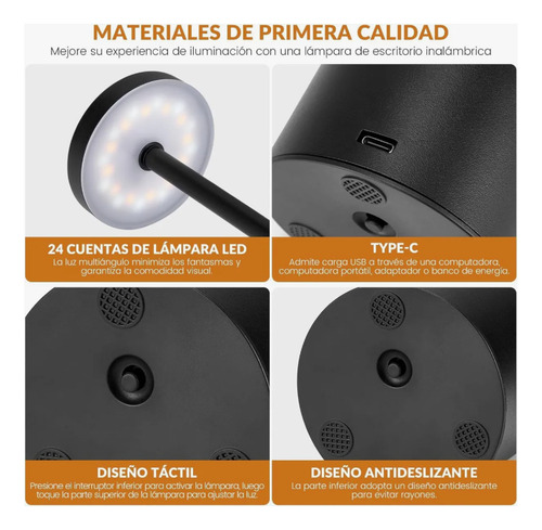 Lámpara De Mesa Recargable, Lámpara Inalámbrica Lampara Led