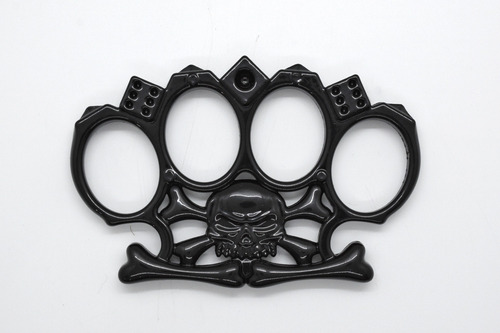 Manopla Puño Americano Negra Para Defensa Personal Seguridad Calavera Negro