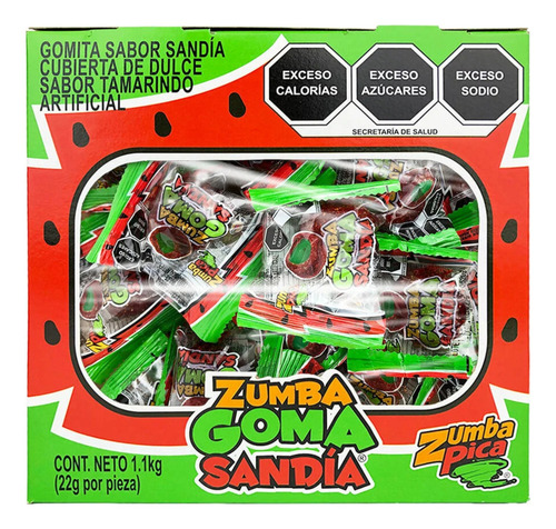 Gomitas Sabor Sandía Zumbapica 50 Piezas 22 G Cada Una