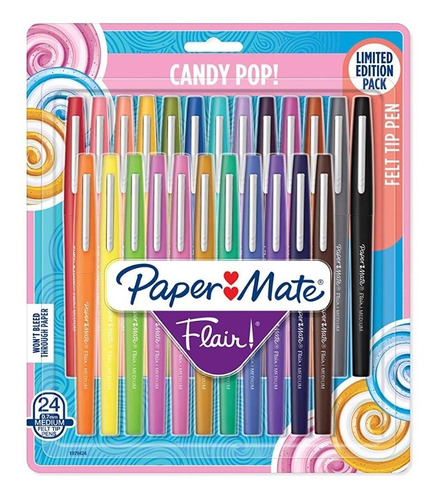 Marcadores Paper Mate Flair 24 Colores Candy Pop