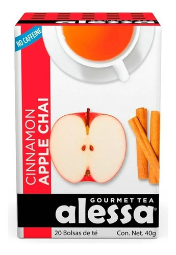 5 Pza Té Alessa Chai Canela Manzana 20 Bolsas
