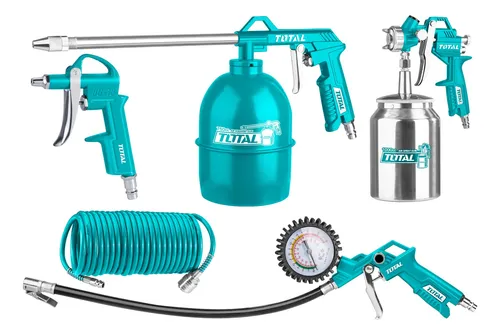 Kit, 5 Accesorios Aire Total, Pistolas Y Manguera, Compresor