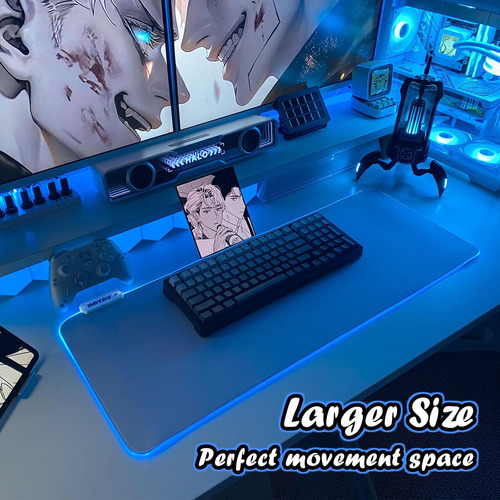 Jmiyav White Gaming Mouse Pad Rgb Mousepad Base De Goma Sin