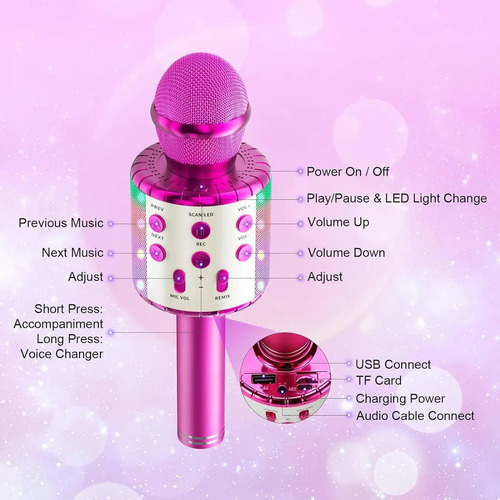 Micrófono De Karaoke Con Cambio De Voz Para Niños, Micrófono
