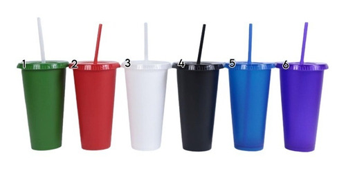 10 Vasos Reusables Con Tapa Y Popote 24oz Fosfo Fiestas