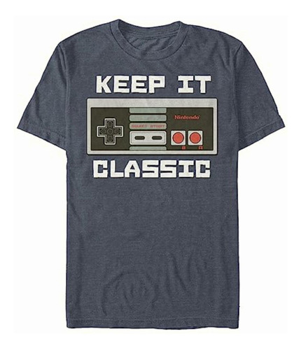 Nintendo Keep It Classic Playera Para Hombre, Premium Azul