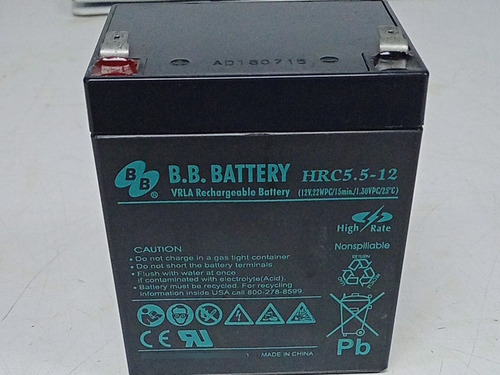 Batería 12 Voltios 5 Amperios Modelo Hrc 5-5 12 Bb Battery 