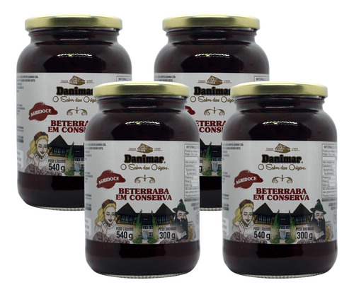 Beterraba Agridoce Em Conserva Danimar Vidro 540g - 4 X 540g